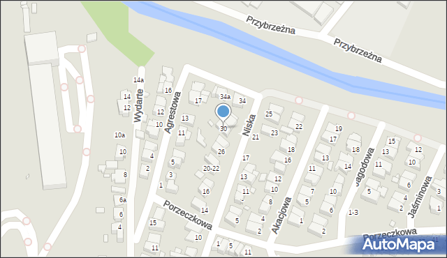Kalisz, Niska, 30, mapa Kalisza