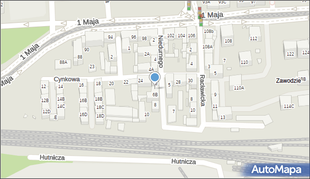 Katowice, Niedurnego Piotra, 6A, mapa Katowic