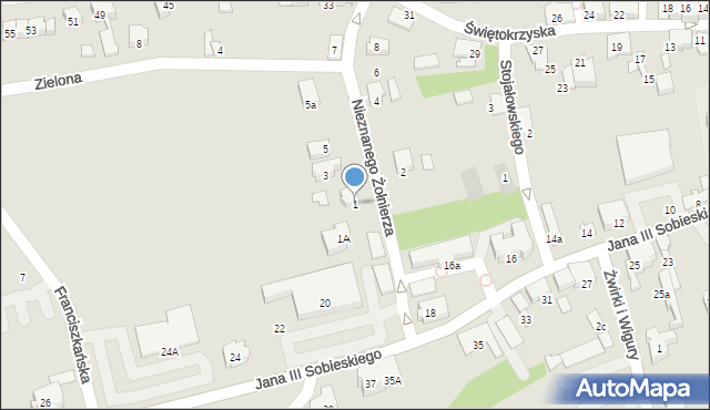 Kęty, Nieznanego Żołnierza, 1, mapa Kęty