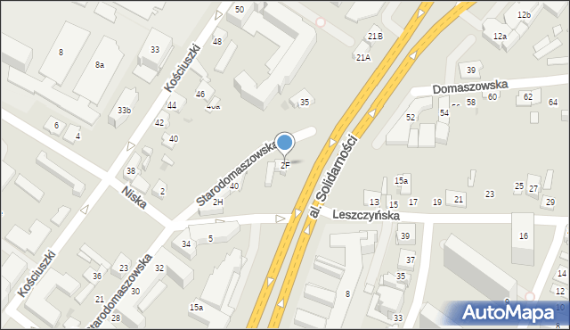 Kielce, Niska, 2F, mapa Kielc