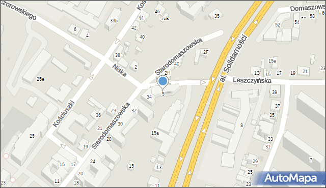 Kielce, Niska, 5, mapa Kielc