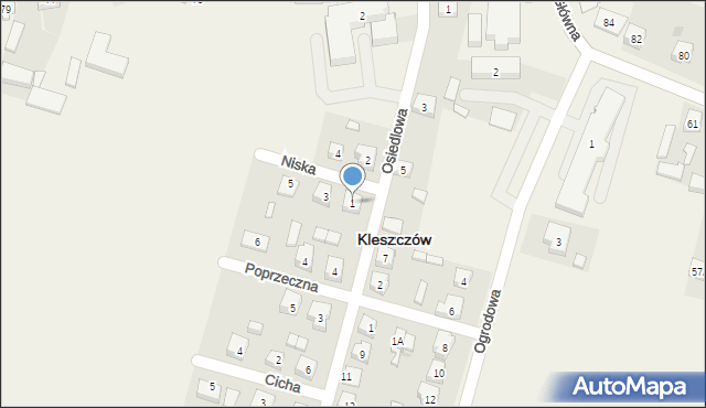 Kleszczów, Niska, 1, mapa Kleszczów