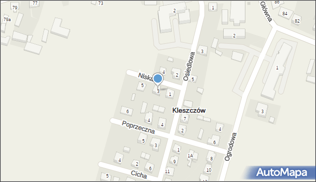 Kleszczów, Niska, 3, mapa Kleszczów