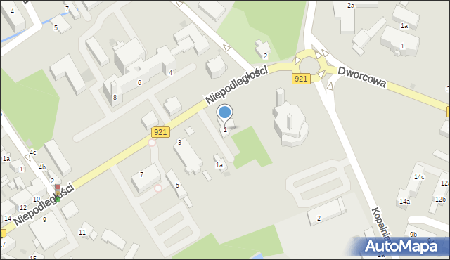 Knurów, Niepodległości, 1, mapa Knurów