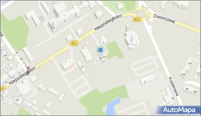 Knurów, Niepodległości, 1a, mapa Knurów