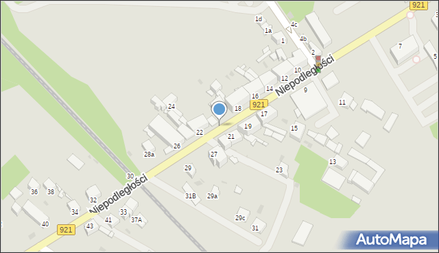 Knurów, Niepodległości, 22a, mapa Knurów