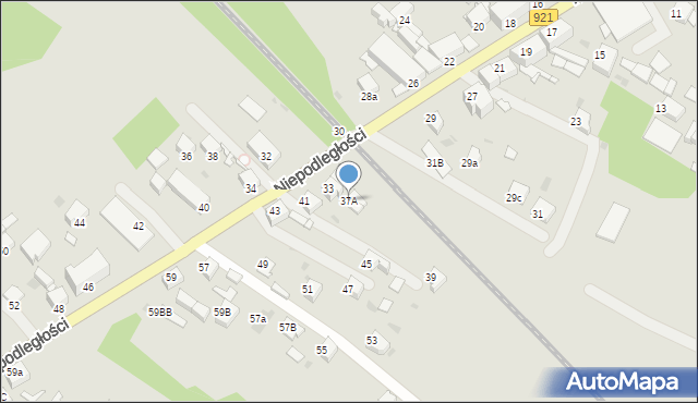 Knurów, Niepodległości, 37A, mapa Knurów