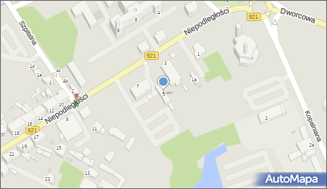 Knurów, Niepodległości, 5, mapa Knurów