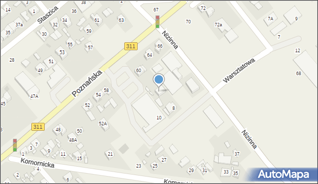 Komorniki, Nizinna, 8a, mapa Komorniki