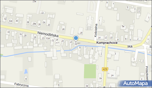 Komprachcice, Niemodlińska, 11, mapa Komprachcice
