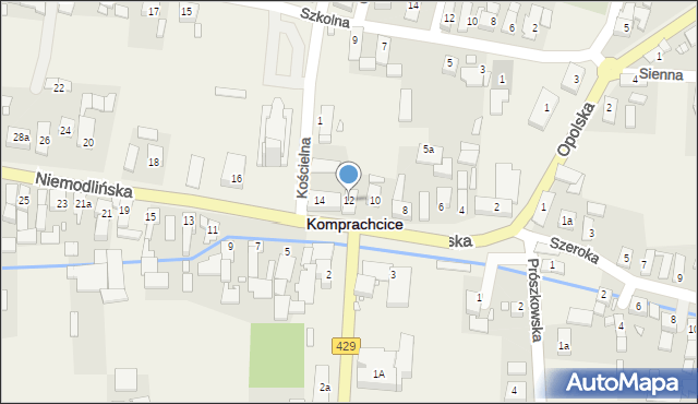 Komprachcice, Niemodlińska, 12, mapa Komprachcice