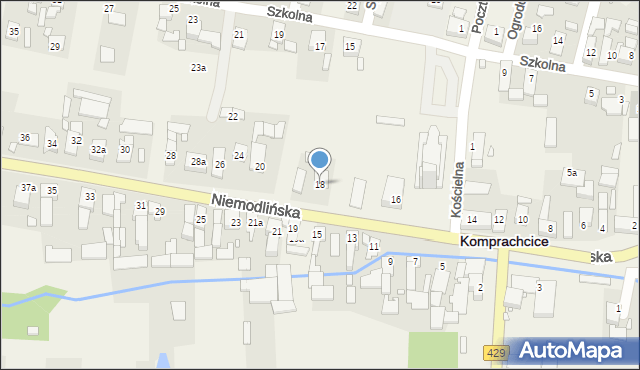 Komprachcice, Niemodlińska, 18, mapa Komprachcice