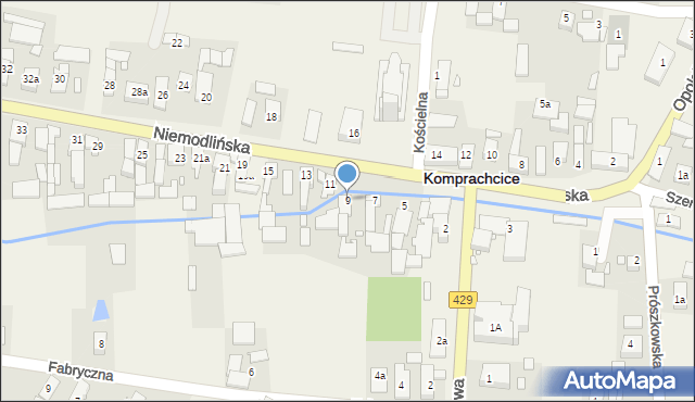 Komprachcice, Niemodlińska, 9, mapa Komprachcice