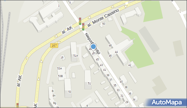 Koszalin, Niepodległości, 47, mapa Koszalina