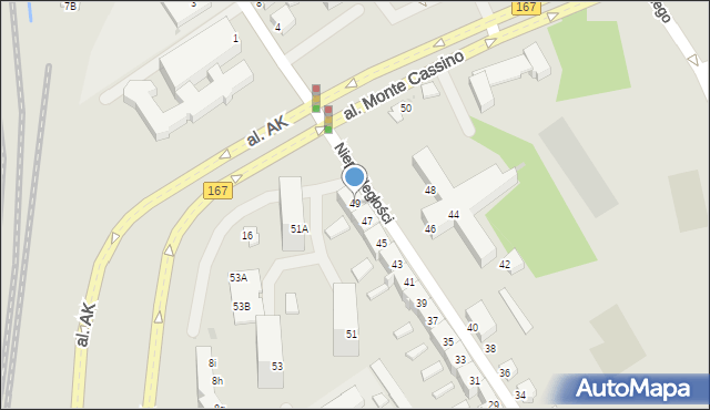 Koszalin, Niepodległości, 49, mapa Koszalina