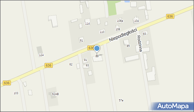 Kozły, Niepodległości, 89, mapa Kozły