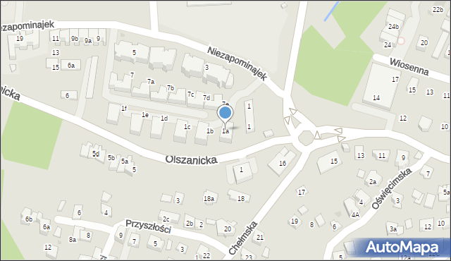 Kraków, Niezapominajek, 1a, mapa Krakowa