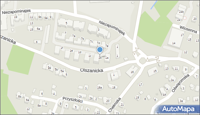 Kraków, Niezapominajek, 1b, mapa Krakowa