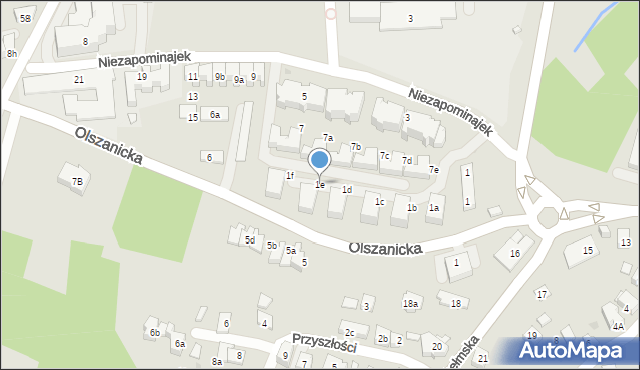 Kraków, Niezapominajek, 1e, mapa Krakowa