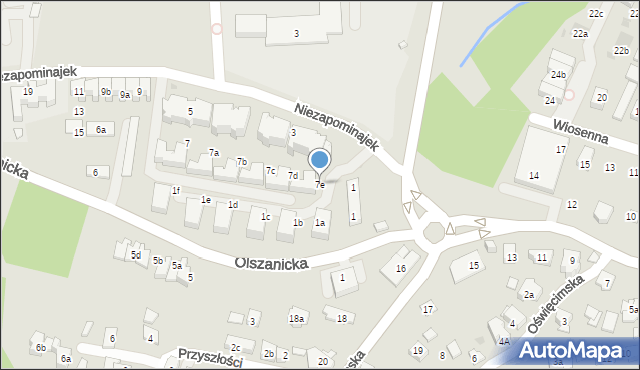 Kraków, Niezapominajek, 7e, mapa Krakowa