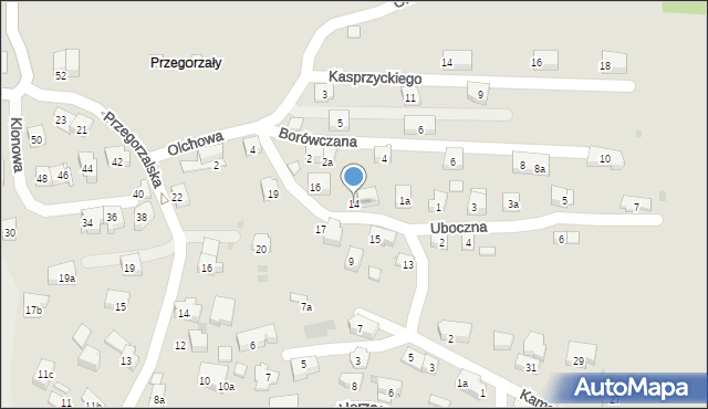 Kraków, Nietoperzy, 14, mapa Krakowa