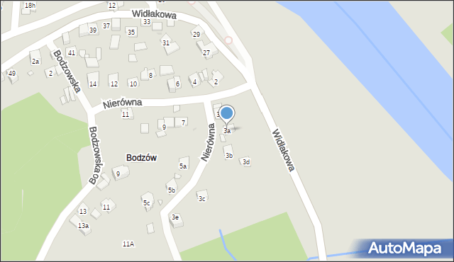 Kraków, Nierówna, 3a, mapa Krakowa