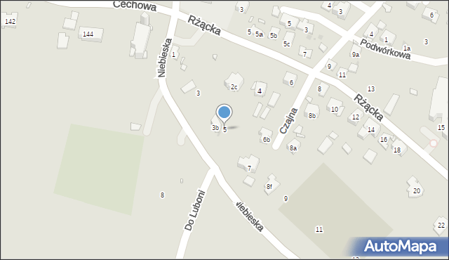 Kraków, Niebieska, 5, mapa Krakowa