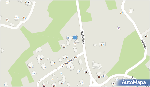 Kraków, Niebieska, 52, mapa Krakowa