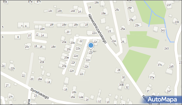 Kraków, Niewodniczańskiego Henryka, 22r, mapa Krakowa