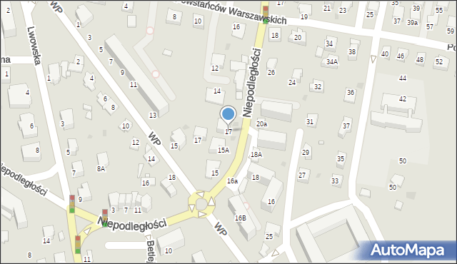 Krosno, Niepodległości, 17, mapa Krosna