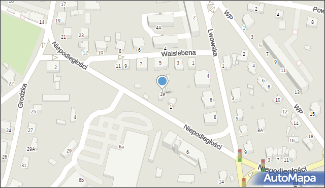 Krosno, Niepodległości, 1a, mapa Krosna