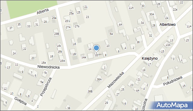 Księżyno, Niewodnicka, 12, mapa Księżyno