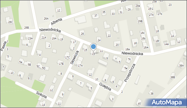 Księżyno, Niewodnicka, 13, mapa Księżyno