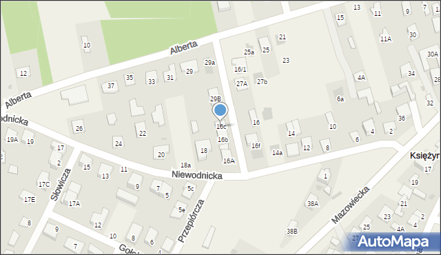 Księżyno, Niewodnicka, 16c, mapa Księżyno