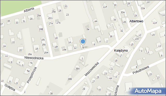 Księżyno, Niewodnicka, 8, mapa Księżyno