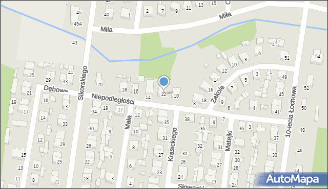 Łochów, Niepodległości, 12, mapa Łochów