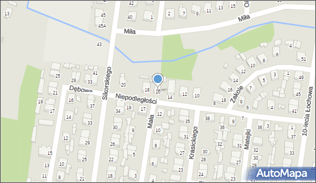 Łochów, Niepodległości, 16, mapa Łochów