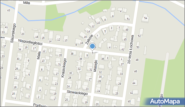 Łochów, Niepodległości, 7, mapa Łochów