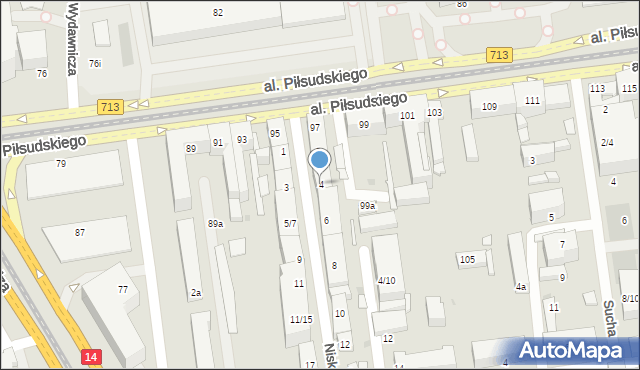 Łódź, Niska, 4, mapa Łodzi