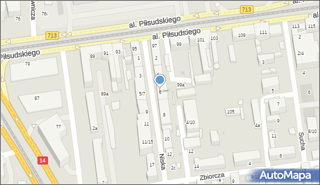 Łódź, Niska, 6, mapa Łodzi