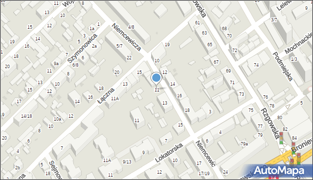Łódź, Niemcewicza Juliana Ursyna, 11, mapa Łodzi