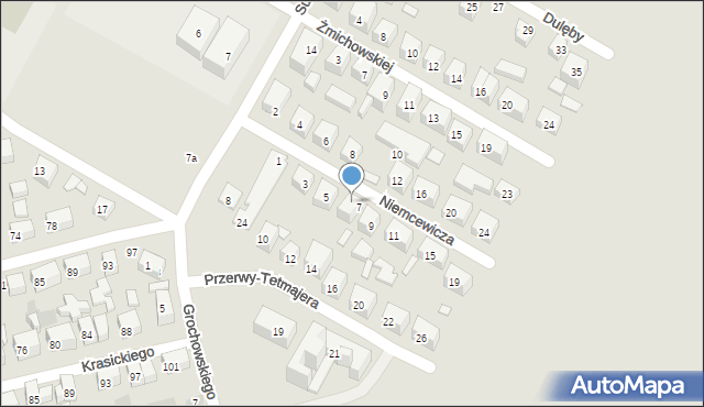 Lublin, Niemcewicza Juliana Ursyna, 7A, mapa Lublina