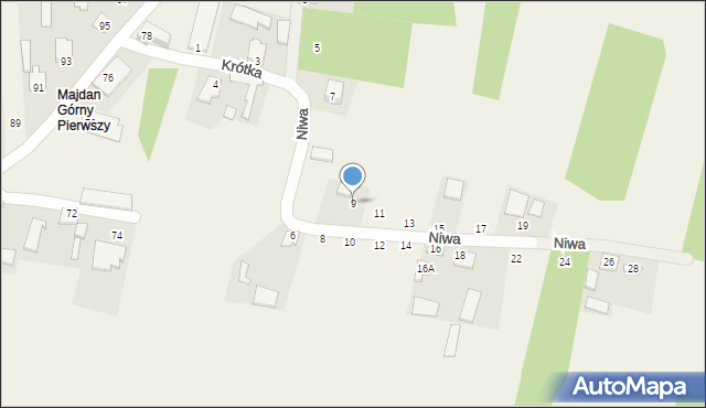 Majdan Górny, Niwa, 9, mapa Majdan Górny