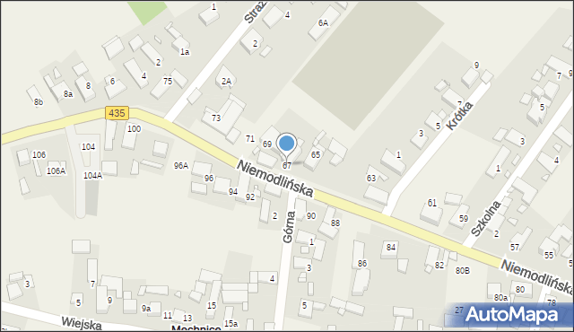 Mechnice, Niemodlińska, 67, mapa Mechnice