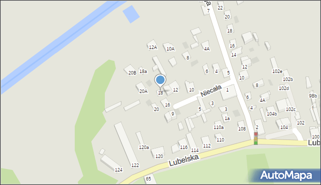 Międzyrzec Podlaski, Niecała, 18, mapa Międzyrzec Podlaski