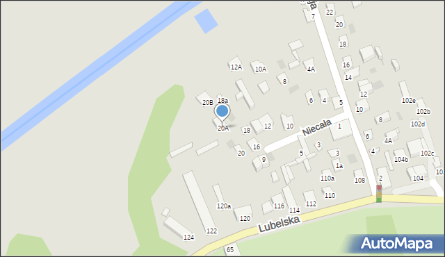 Międzyrzec Podlaski, Niecała, 20A, mapa Międzyrzec Podlaski