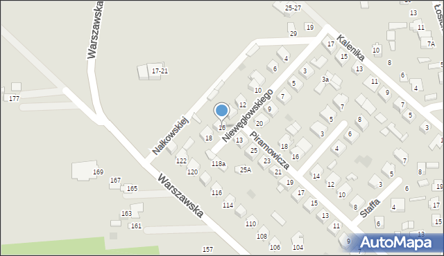 Międzyrzec Podlaski, Niewęgłowskiego Piotra, 16, mapa Międzyrzec Podlaski