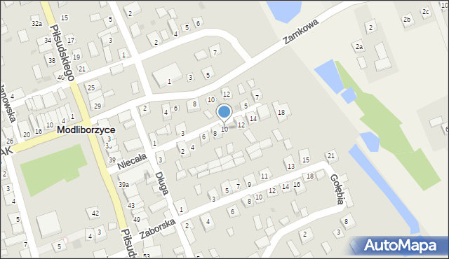 Modliborzyce, Niecała, 10, mapa Modliborzyce