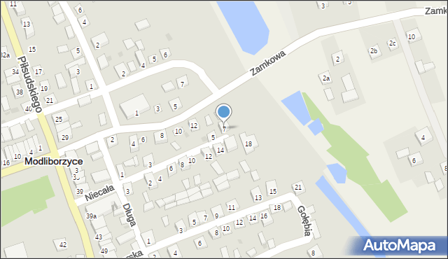 Modliborzyce, Niecała, 7, mapa Modliborzyce
