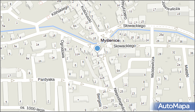 Myślenice, Niepodległości, 4, mapa Myślenice